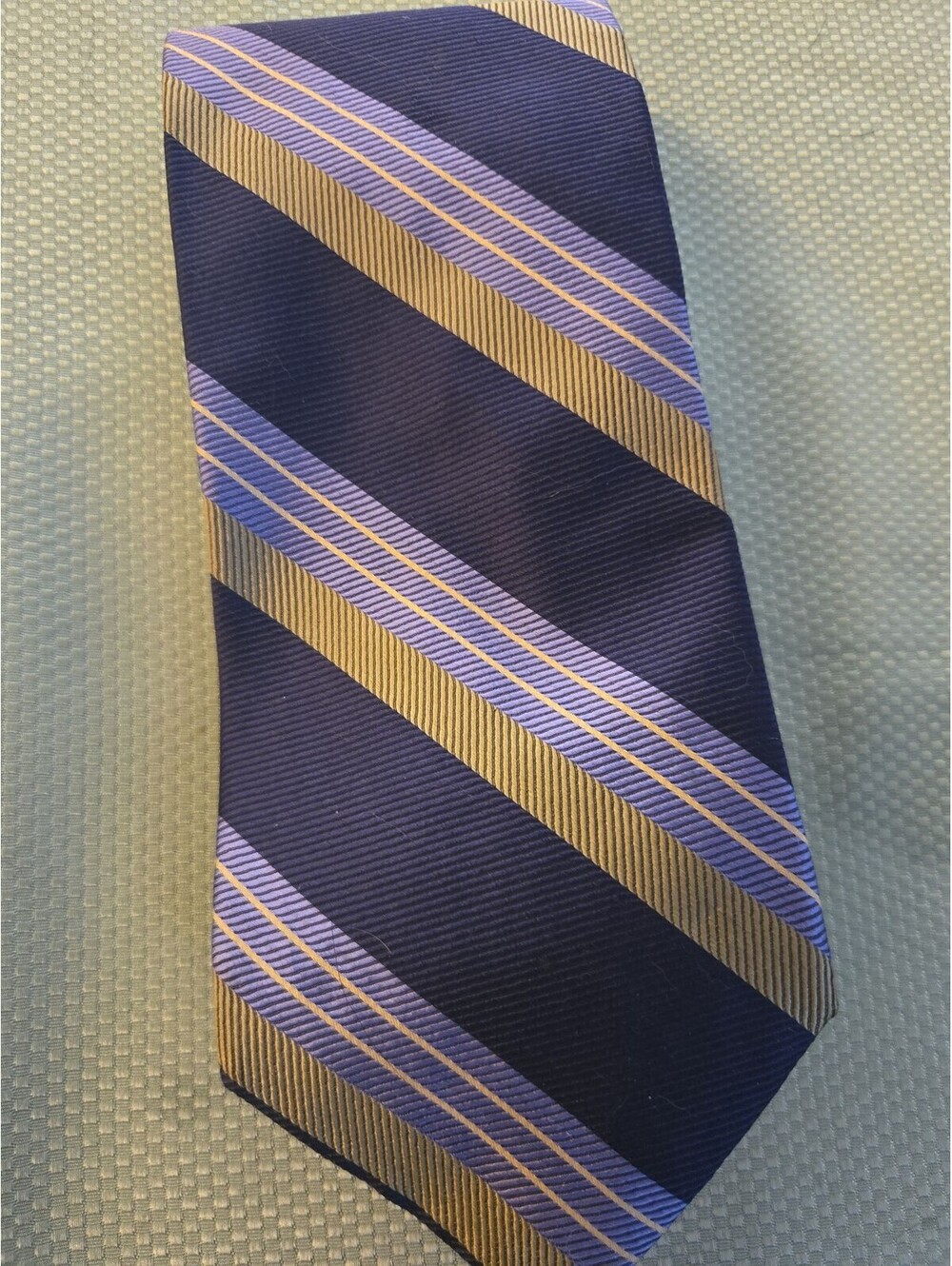 Jos. A. Bank Blue and Gold Striped Silk Necktie - Picture 7 of 7